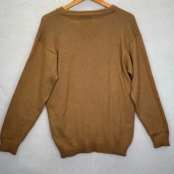 Alpaca Wool Camel Brown Peru V-Neck Pullover Knit Sweater M Grandpacore Cozyknit - Picture 2 of 7